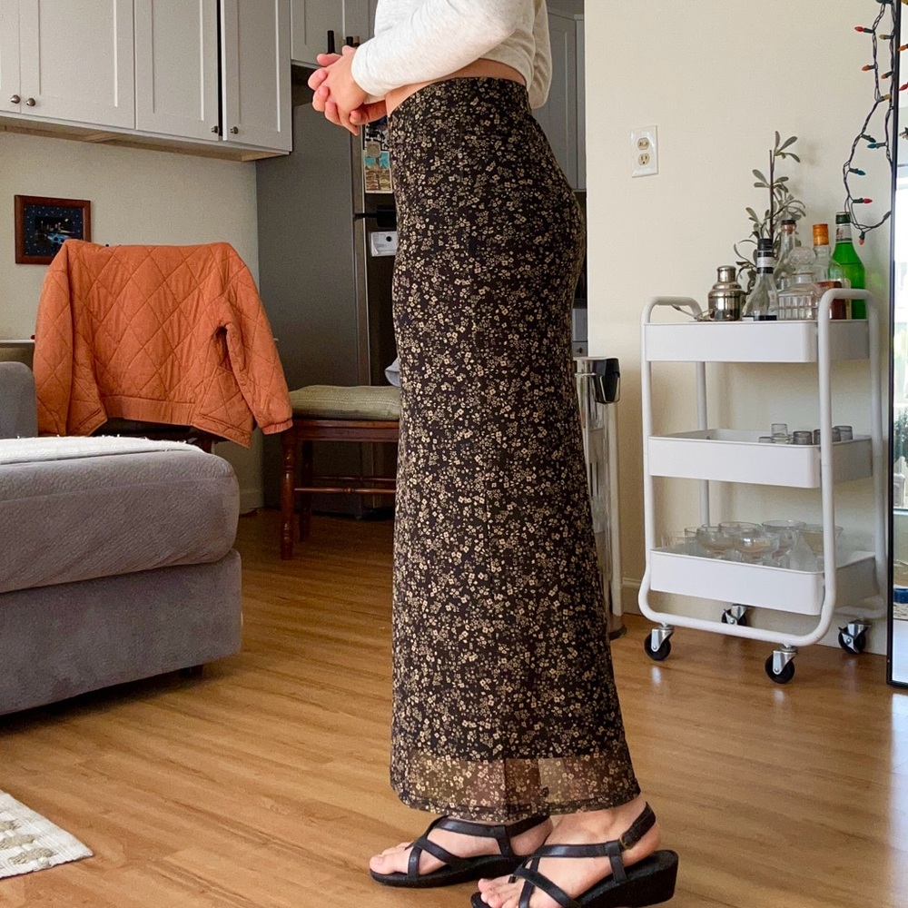 Urban Outfitters Black Floral Maxi Skirt
